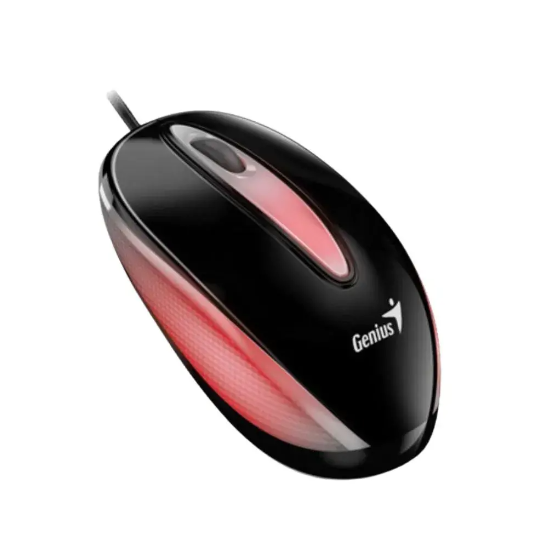 MOUSE GENIUS DX-MINI COLOR NEGRO ROSADO / LED INTERMITENTE / 3 BOTONES / DPI 1000 /