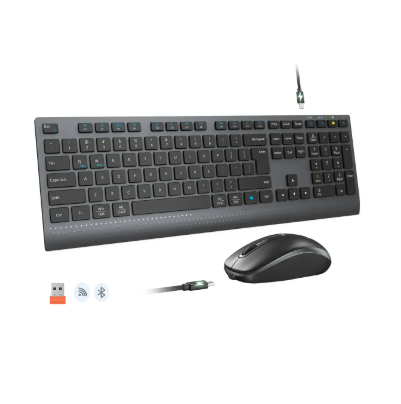 TECLADO + MOUSE WIRELESS MEETION C2000 NEGRO RECARGABLE